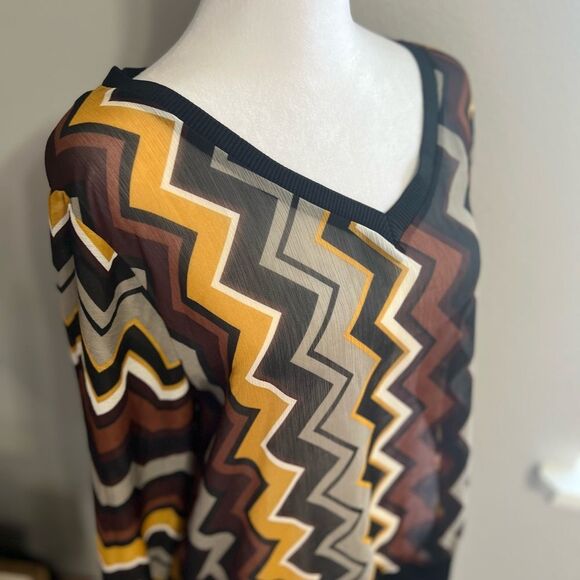 Missoni Target Chiffon xl
Zig Zag Chevron Long Sleeve
Sheer Brown Black Shirt - Picture 13 of 13